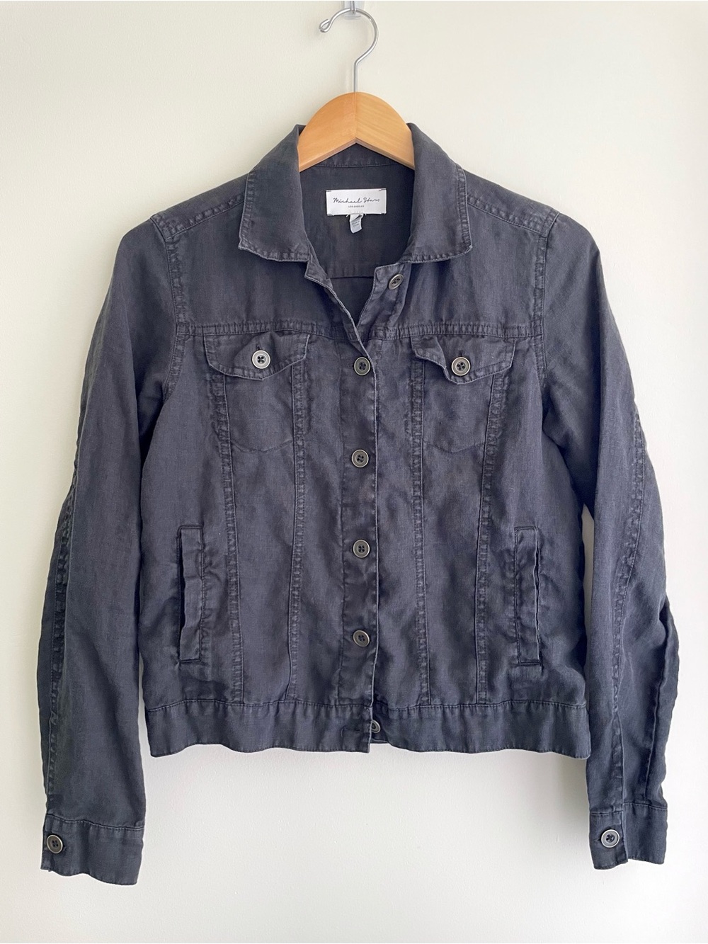 Michael Stars 100% Linen Lightweight Button-Front Jacket